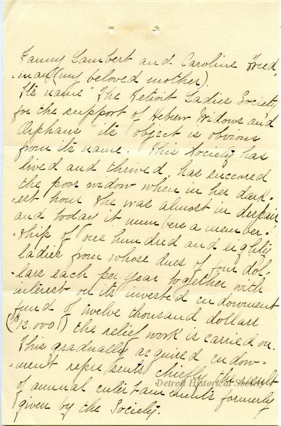 Letter - Hebrew Homes and Charities in Detroit