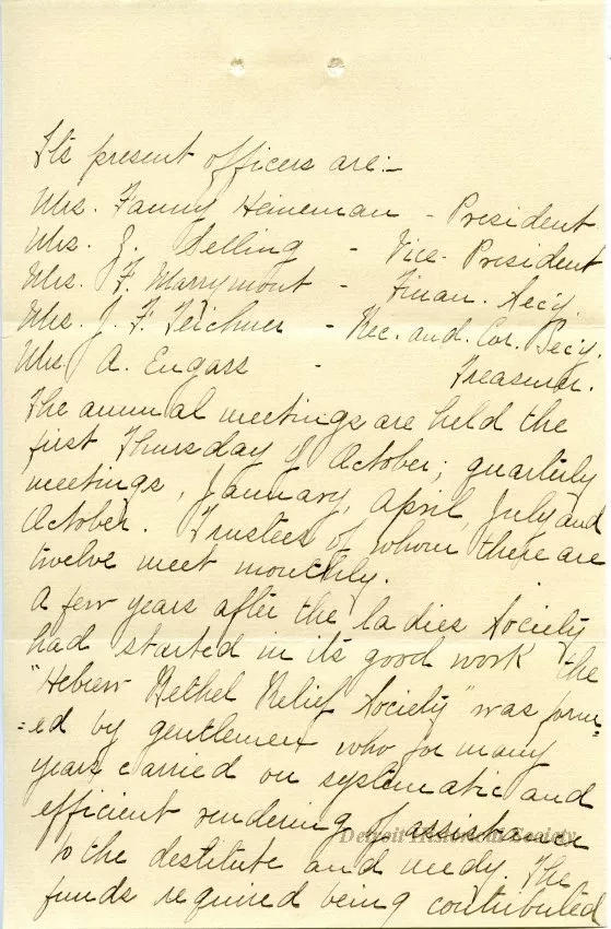 Letter - Hebrew Homes and Charities in Detroit