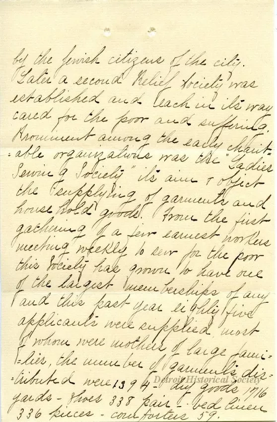 Letter - Hebrew Homes and Charities in Detroit