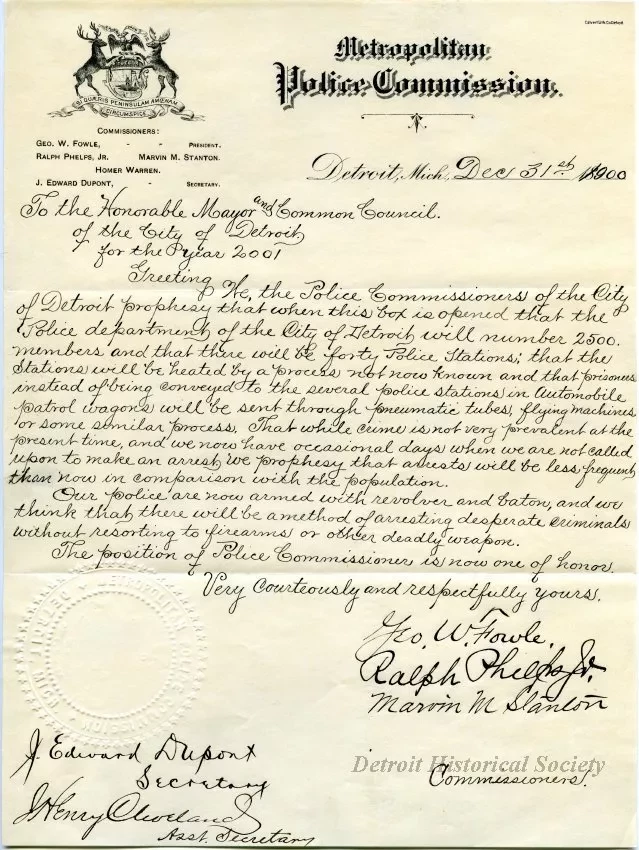 Letter - Metropolitan Police Commission
