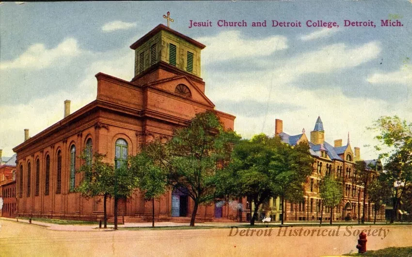 Postcard - Jesuit Church and Detroit College, Detroit, Mich.