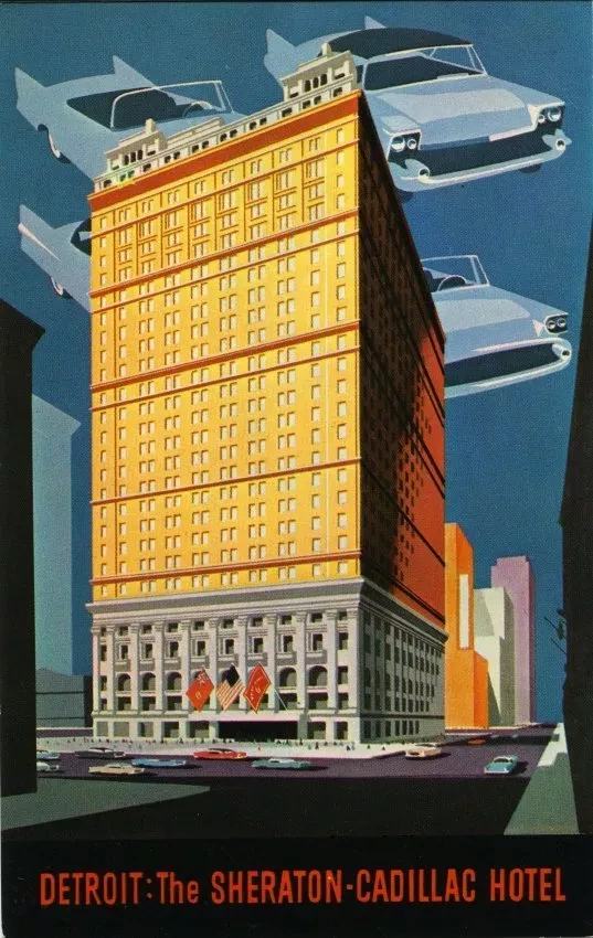 Postcard - Detroit: The Sheraton-Cadillac Hotel