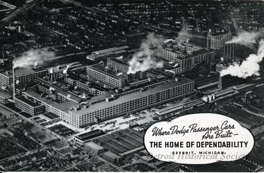 Postcard - Where Dodge Passenger Cars Are Built - The Home of Dependability. Detroit, Michigan.