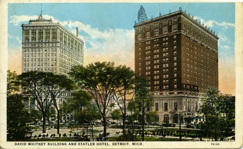 Postcard - David Whitney Building and Statler Hotel, Detroit, Mich.