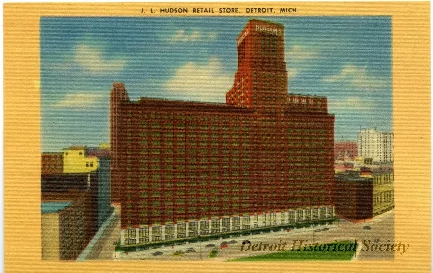 Postcard - J. L. Hudson Retail Store, Detroit, Mich.