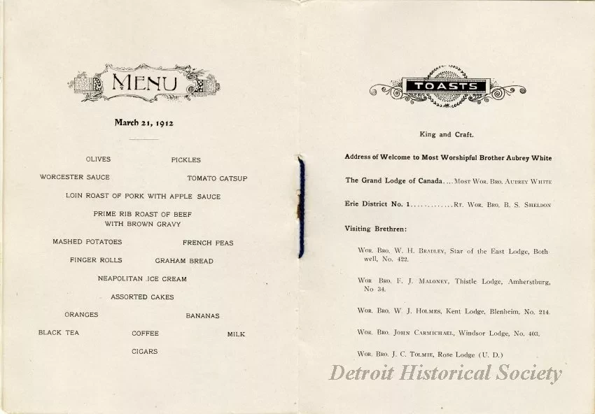 Program - Great Western Lodge No. 47 A.F. & A.M., Lodge of Instruction 1912