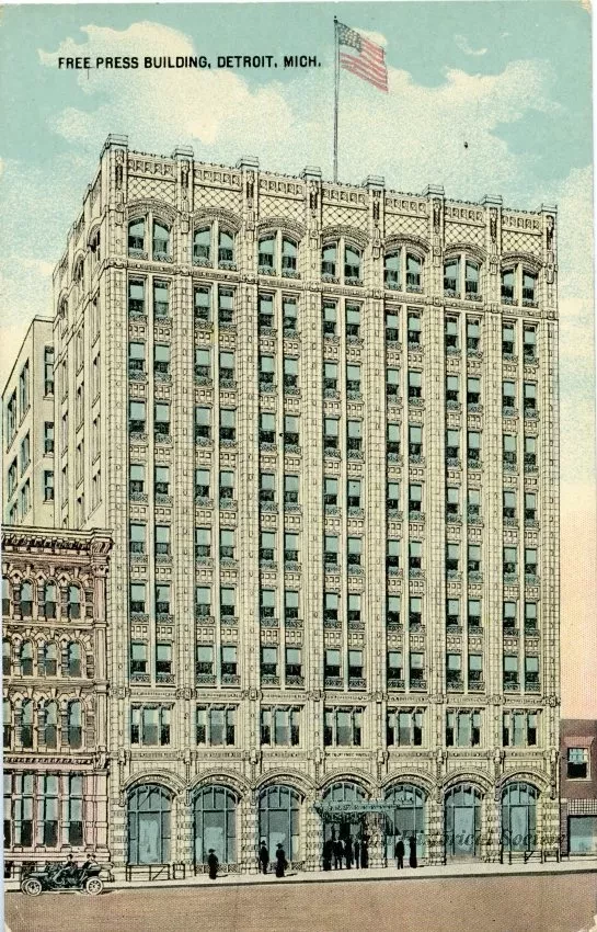 Postcard - Free Press Building, Detroit, Mich.