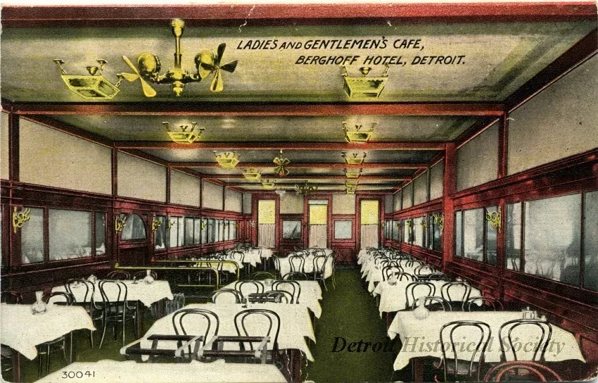 Postcard - Ladies and Gentlemen's Cafe, Berghoff Hotel, Detroit. - Ladies And Gentleman's Cafe, Berghoff Hotel, Detroit