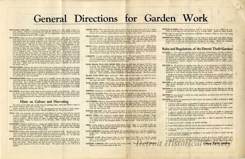 Report, Annual - Annual Report of the Detroit Thrift Gardens for the Garden Year Ending Oct. 31, 1933