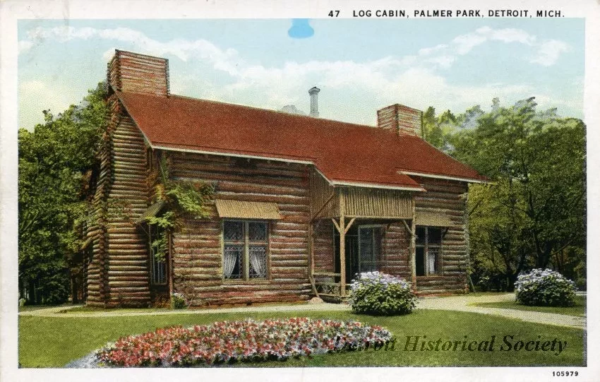 Postcard - Log Cabin, Palmer Park, Detroit, Mich.
