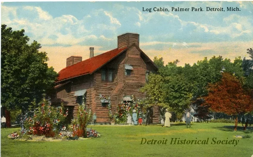 Postcard - Log Cabin, Palmer Park, Detroit, Mich.