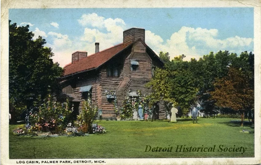 Postcard - Log Cabin, Palmer Park, Detroit, Mich.