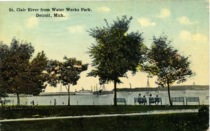 Postcard - St. Clair River from Water Works Park, Detroit, Mich.