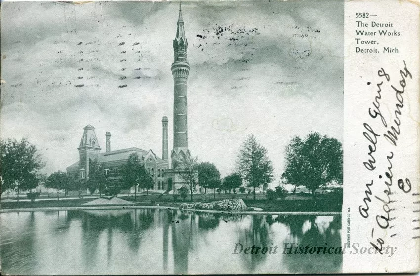Postcard - The Detroit Water Works Tower, Detroit, Mich.
