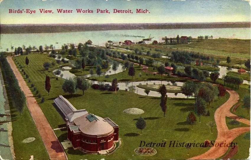 Postcard - Birds'-Eye View, Water Works Park, Detroit, Mich.