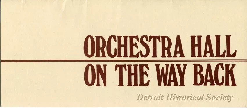 Booklet - Orchestra Hall: On the Way Back