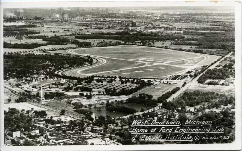 Postcard - West Dearborn, Michigan. Home of Ford Engineering Lab. & Edison Institute.
