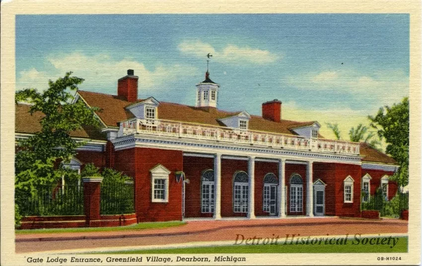 Postcard - Gate Lodge Entrance, Greenfield Village, Dearborn, Michigan