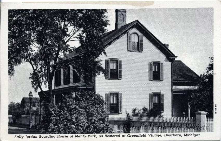 Postcard - Sally Jordan Boarding House of Menlo Park, as Restored at Greenfield Village, Dearborn, Michigan