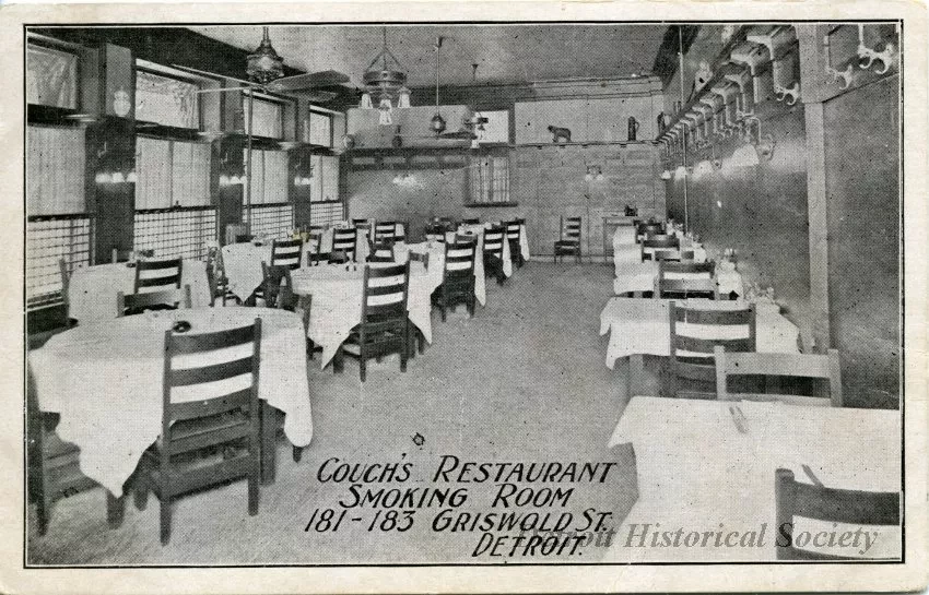 Postcard - Couch's Restaurant, Smoking Room, 181-183 Griswold St. Detroit.