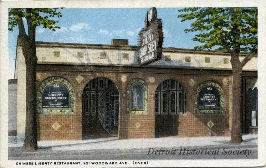 Postcard - Chinese Liberty Restaurant, 921 Woodward Ave. (over)