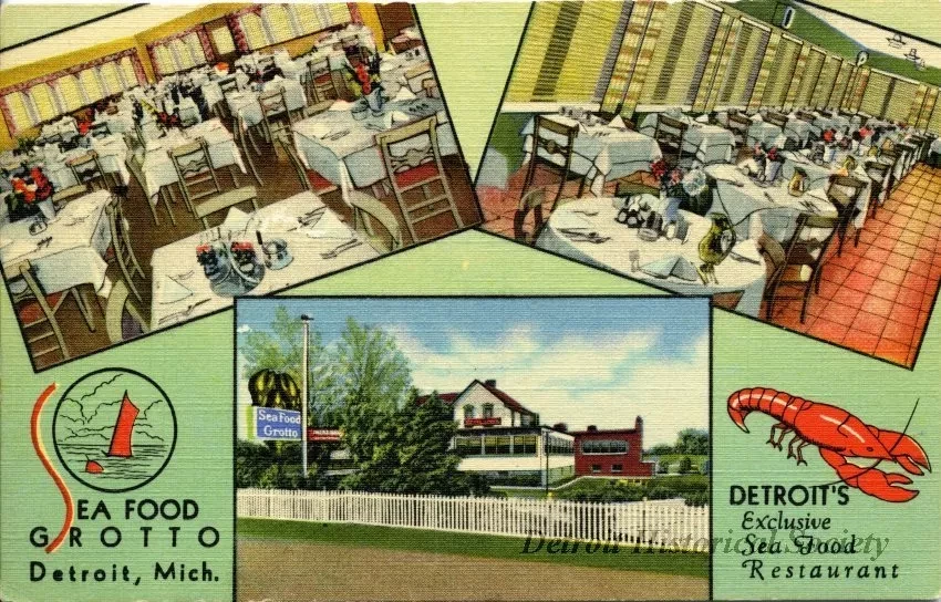 Postcard - Sea Food Grotto, Detroit, Mich. Detroit's Exclusive Sea Food Restaurant.