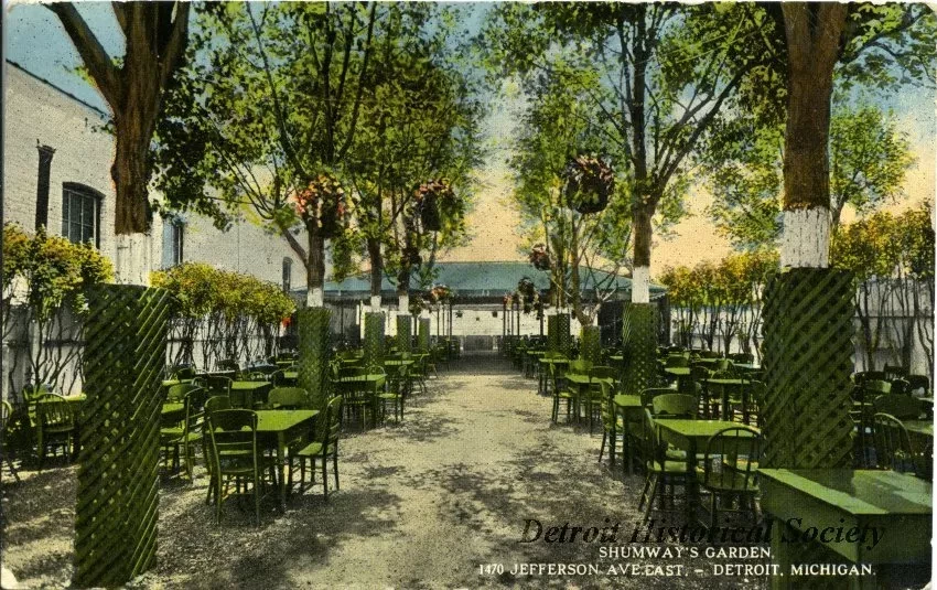 Postcard - Shumway's Garden,
1470 Jefferson Ave. East. - Detroit, Michigan.