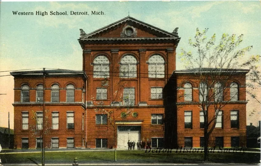 Postcard - Western High School, Detroit, Mich