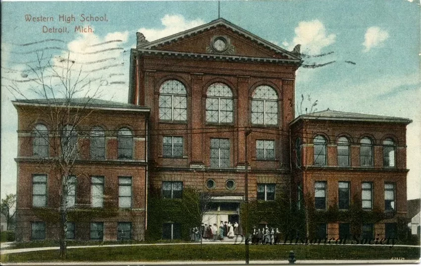 Postcard - Western High School, Detroit, Mich.