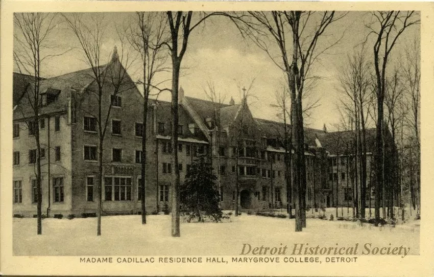 Postcard - Madame Cadillac Residence Hall, Marygrove College, Detroit
