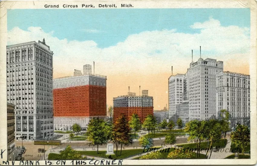 Postcard - Grand Circus Park, Detroit, Mich.