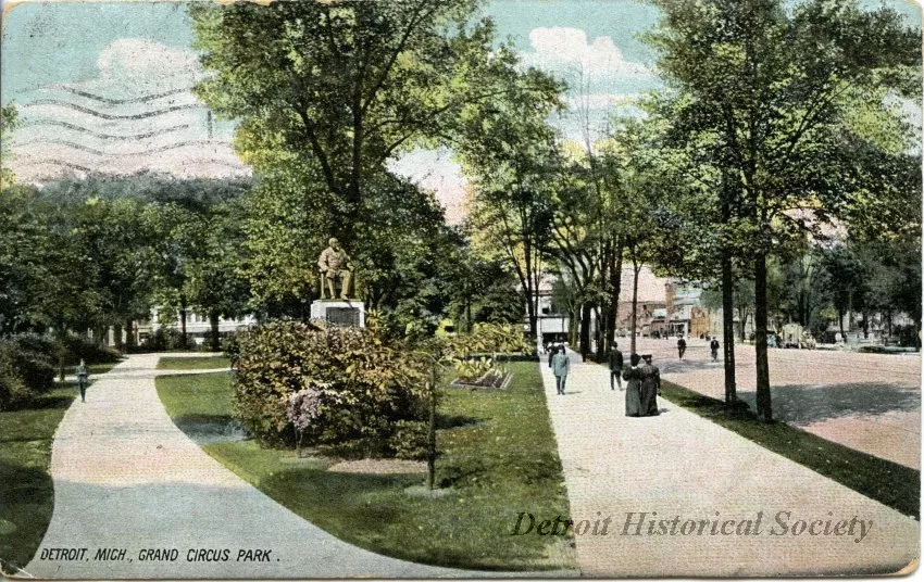 Postcard - Detroit, Mich., Grand Circus Park.