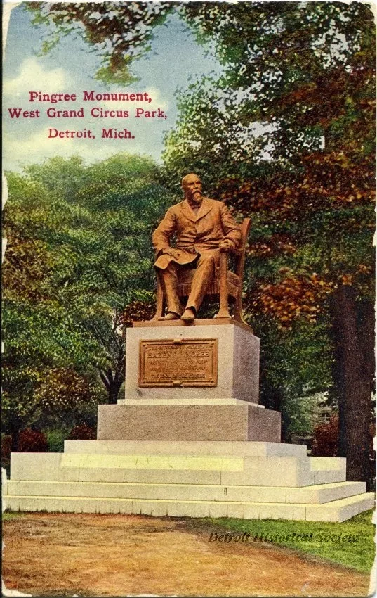 Postcard - Pingree Monument, West Grand Circus Park, Detroit, Mich.