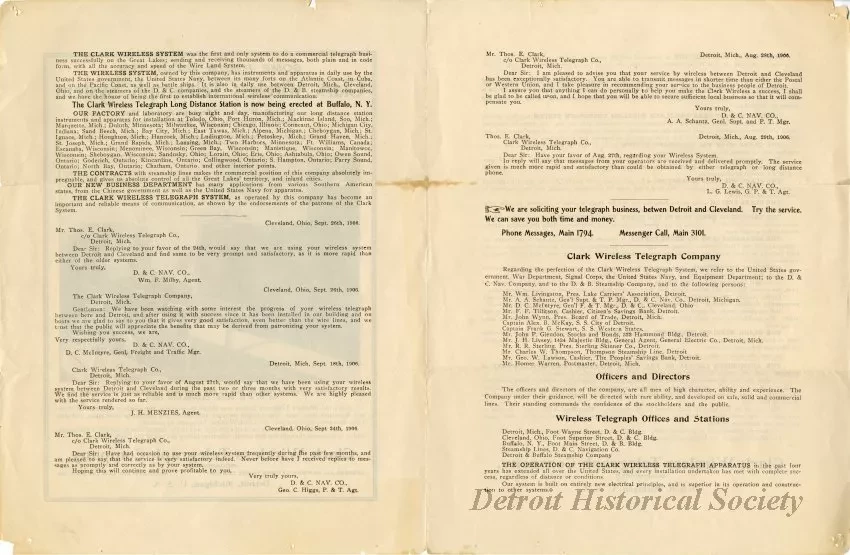 Brochure - Some facts about the Clark Wireless Telegraph System