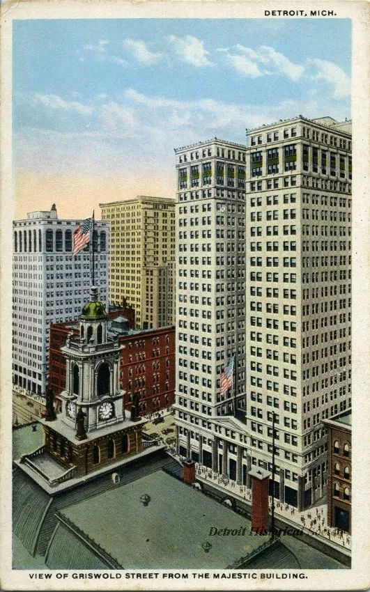 Postcard - View of Griswold Street from the Majestic Building.