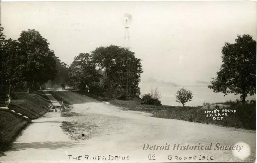 Postcard - The River Drive, Grosse Isle