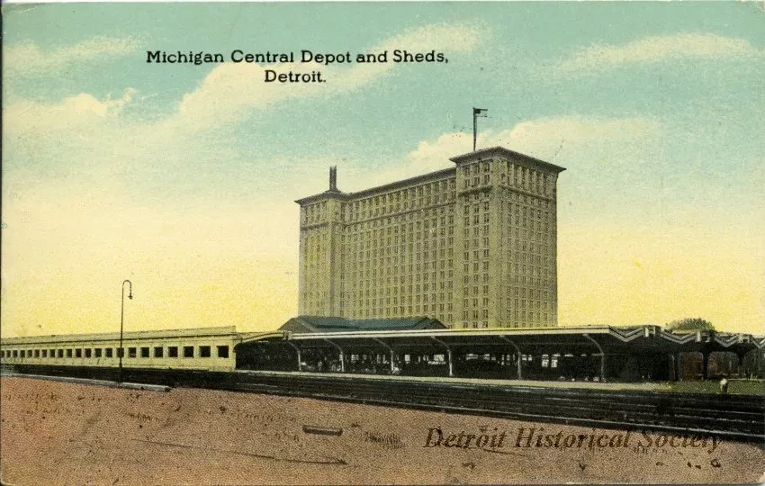 Postcard - Michigan Central Depot and Sheds, Detroit.