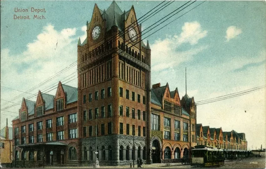Postcard - Union Depot, Detroit, Mich.