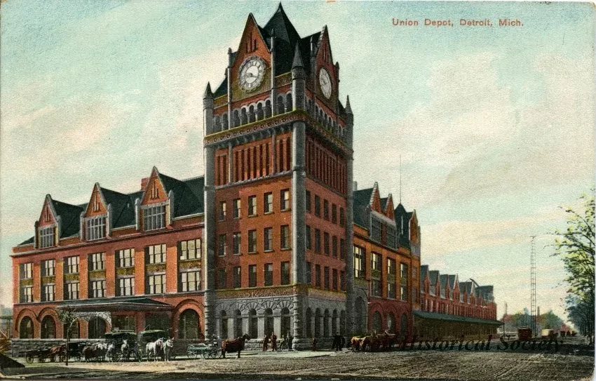 Postcard - Union Depot, Detroit, Mich.