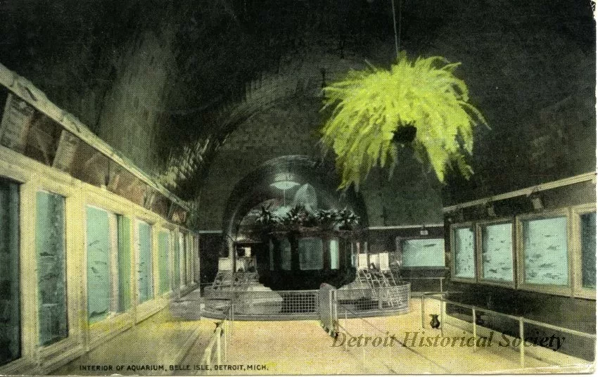 Postcard - Interior of Aquarium, Belle Isle, Detroit, Mich.