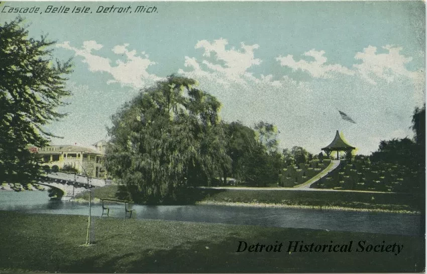 Postcard - Cascade, Belle Isle, Detroit, Mich.