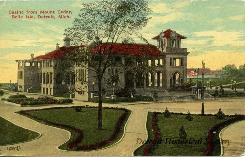 Postcard - Casino from Mount Cedar, Belle Isle, Detroit, Mich.