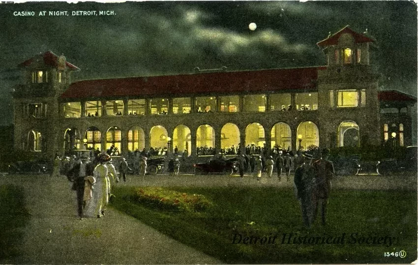 Postcard - Casino at Night, Detroit, Mich.