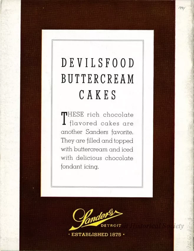 Menu - Sanders Devilsfood Buttercream Cake