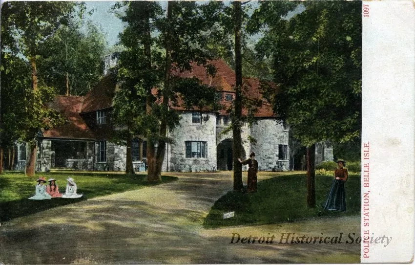 Postcard - Police Station, Belle Isle.