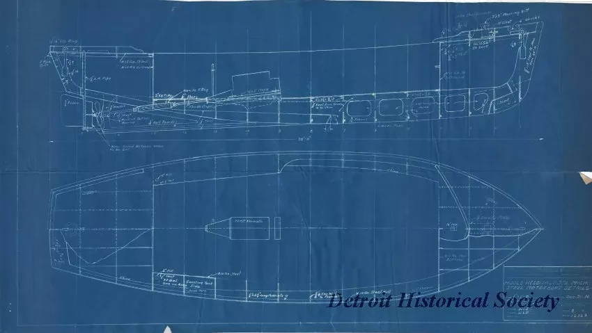 Blueprint - Middle Neebish Light Station, Mich.,
Steel Motorboat Details