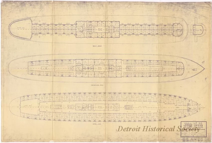 Blueprint - Hull No. 133,
Upper Decks Joiner Plans