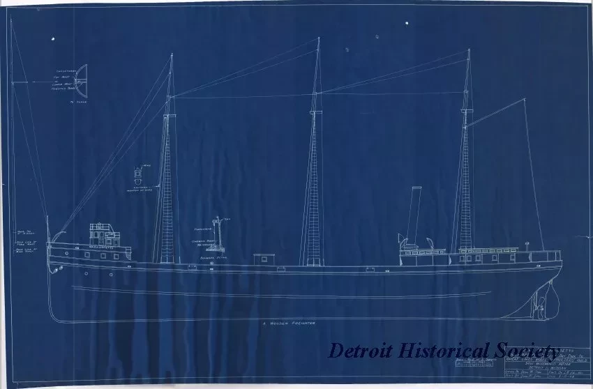 Blueprint - Str. Massachusetts,
Built 1881 By Detroit Dry Dock Company