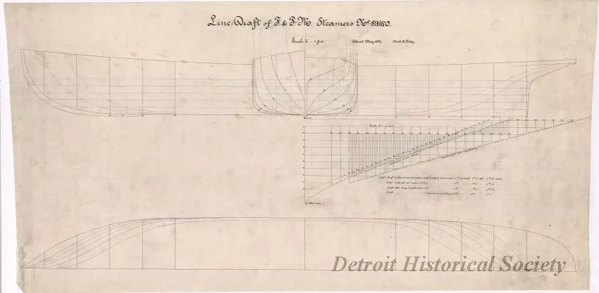 Drawing, Technical - Line Draft of F.&P.M. Steamers No. 59/60