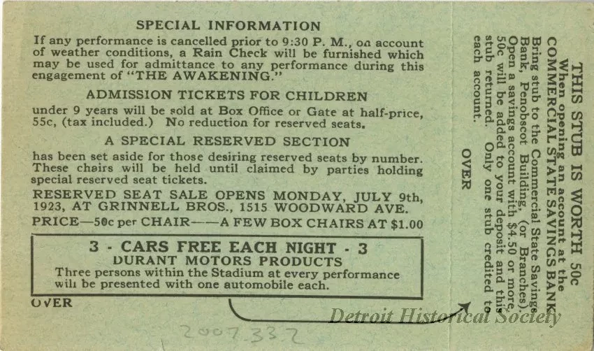 Ticket, Admission